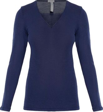 Hanro Top met V-hals - Blauw