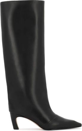 Kazar Slip-on laars met hak - Dames - Laarzen met Hak - Zwart - 37 EU - Leer - Schoenen