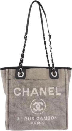 Chanel Pre-owned Vintage Tote Bag - Dames - Vintage Shopper - Grijs - ONE Size - Leer - Vintage