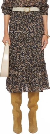 Isabel Marant Diya Floral Midi Skirt In Black/ochre