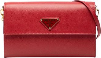 Prada Pre-owned Cross Body Bags, female, Red, Size: ONE SIZE Pre-owned Leather Shoulder Bag