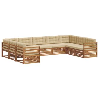 vidaXL Set Di Divani Da Esterno 9 Pz Naturale E Beige Vidaxl