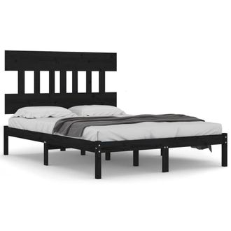 Berkfield Home Bed Frame Black Solid Wood 140x190 cm