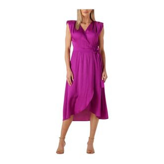 Suncoo Kleedjes, Dames, Paars, M, Paarse Midi Jurk Cesaria