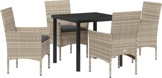 vidaXL Vidaxl - Garden Dining Set with Cushion 5 pcs Light grey Poly rattan
