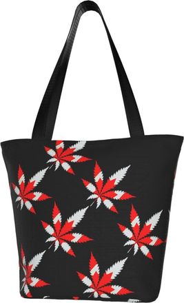 AOOEDM Canada Flag Leaf Weed Reusable Tote Bag Women Casual Handbag Shoulder Bags for Shopping Groceries Travel Outdoors