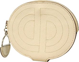 Herm&egrave;s White Chevre Myzore Leather Coin Purse/Coin Case (Pre-Owned)