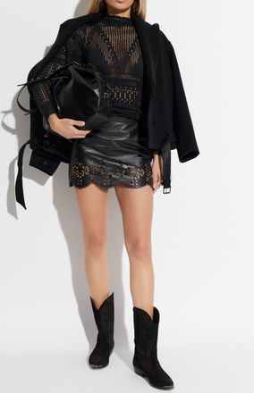 Isabel Marant Leather Skirt Natea, Womens, Black