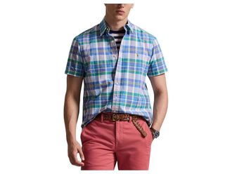 Polo Ralph Lauren Classic Fit Plaid Oxford Shirt Mens Clothing White/Jewel Blue/Multi : 2XL, Cotton