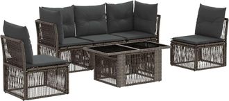 vidaXL Conjunto De Sof&aacute;s De Jard&iacute;n 6 Uds. Gris Rat&aacute;n Sint&eacute;tico Vidaxl