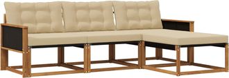 vidaXL Conjunto De Sof&aacute;s De Exterior 4 Uds. Natural Y Beige Vidaxl