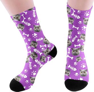 Generic Personalised Socks with Photo Fashion Funny Custom Face Socks Personalised Sock with Dog Pet and Heart Picture Unisex Print Crew Sock Valentines Day G