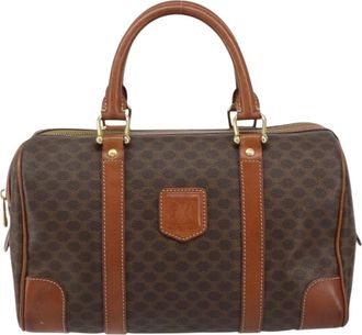 Celine Vintage Macadam Boston Bag Canvas Brown Canvas Handbag (Pre-Owned)