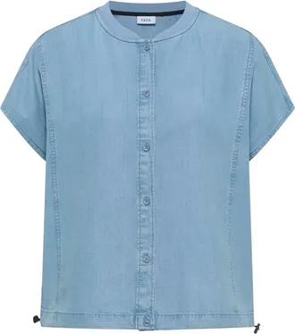 Cecil Denim-Look Blouse met Korte Mouwen - Dames - Blouses & Shirts - Blauw - Maat: M Denim