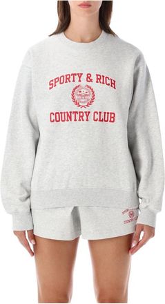 Sporty & Rich Varsity Crew Neck - Dames - Sweatshirts - Grijs - S - Katoen - Hoodies & sweatvesten