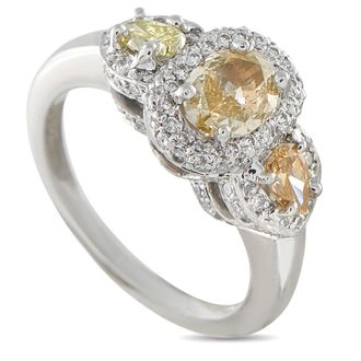 Luxury Bazaar Platinum 1.71ct Diamond Three-Stone Halo Ring MF17-063026