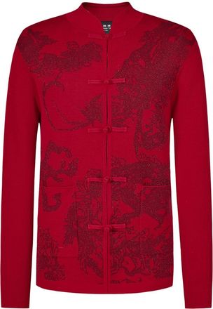 Shanghai Tang x Jacky Tsai dragon-jacquard shirt jacket - men - Polyamide/Cashmere/Silk/Other fibres - 44 - Red