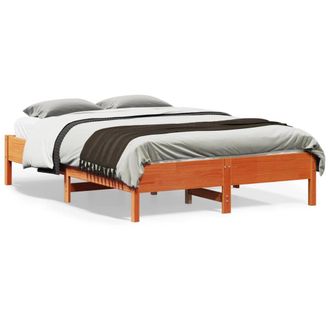 Berkfield Home Bed Frame without Mattress Wax Brown 140x190 cm Solid Wood Pine