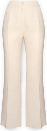 Elena Miro Linnen Broek - Dames - Wijde Broeken - Beige - L - Linnen - Broeken