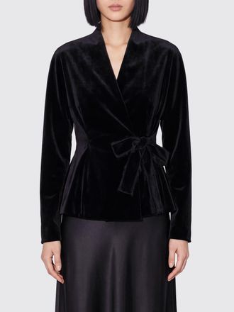 Alberta Ferretti Cropped Velvet Robe Blazer with Tie-Waist Closure