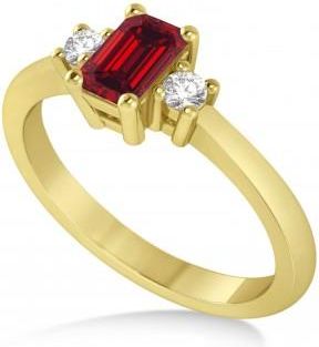 Allurez Emerald Ruby & Diamond Three-Stone Engagement Ring 14k Yellow Gold (0.60ct)