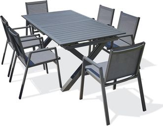 DCB Garden Conjunto de comedor de jardín 6 plazas de aluminio