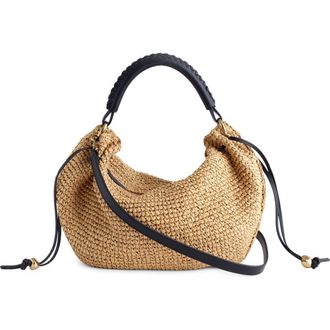 Madewell The Camren Gathered Shoulder Bag in Raffia in True Black Multi at Nordstrom