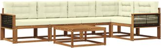 vidaXL Conjunto De Sof&aacute;s De Exterior 6 Uds. Natural Y Crema Vidaxl