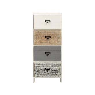 Mobili Rebecca Mobili Rebecca - Rebecca Mobili C&oacute;moda 4 Cajones Madera Blanca Beige Gris Montada 79x30x24