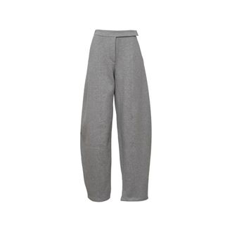 Sportmax Spxhobby 245F 003 Wijde Broek - Dames - Broeken - Grijs - Maat: XS Katoen
