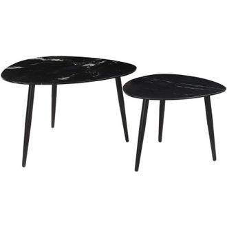 Miliboo Miliboo - Tavolini da salotto estraibili ovali in marmo nero e metallo (set di 2) platz