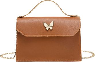 Generic Fashion Women Faux Leather Plain Bow Tie Hasp Mobile Phone Bag Shoulder Bag Shoulder Bags Mens Briefcase, brown, One Size