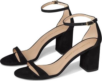 Stuart Weitzman Nudist SJ981BLK Sandal Women Black Suede Block Heel ZOGG3488
