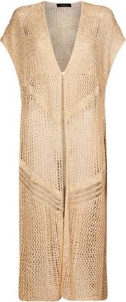 Mes Demoiselles... Gouden Gebreide Mouwloze Vest - Dames - Kleedjes - Beige - S - Katoen - Kleedjes