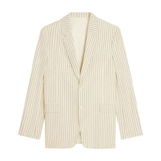 Celine Blazers, male, Beige, Size: L Striped Wool Blazer