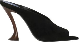 Lanvin Midnight Step Strik Leren Muil met Hak - Dames - Muiltjes - Zwart - 39 EU - Su&egrave;de - Schoenen