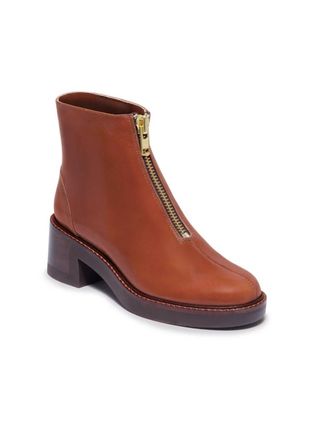 Bernardo Womens Tess Zipper Boot In Cognac Leather