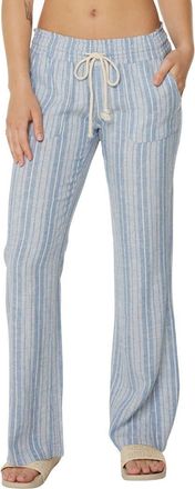 Roxy Oceanside Stripe Linen BLend Pants in Riviera Solid at Nordstrom, Size Xx-Large
