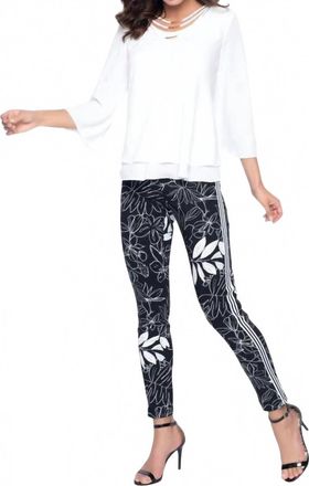 Frank Lyman Design Floral Print Pull-On Pant In Black And White