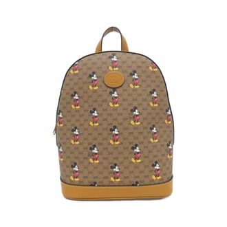Gucci Beige Light Brown Gg Supreme Canvas Leather Backpack (Pre-Owned)