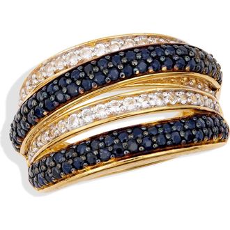 Savvy Cie Jewels Semiprecious Stone & White Sapphire Crossover Ring in Yellow Gold - Sapphire at Nordstrom Rack, Size 6