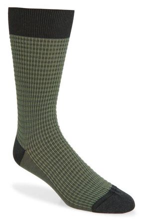 Pantherella Smythson Textured Check Dress Socks in Dark Grey Mix at Nordstrom, Size Medium