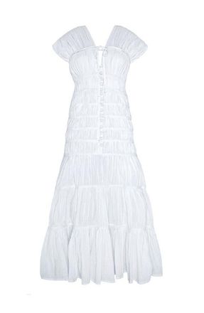 Brunna.Co The Srikandi Ruffle Maxi Dress in White at Nordstrom, Size Medium