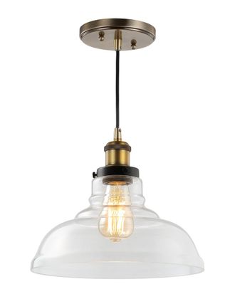 Jonathan Y Designs Jonathan Y Litchfield 11In Farmhouse Metal Glass Led Pendant