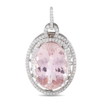 Luxury Bazaar 18K White Gold 0.50ct Diamond and Kunzite Pendant MF08-080326