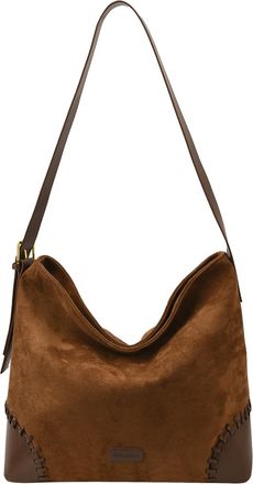 Generic Women Faux Suede Woven Shoulder Bag Large Capacity Casual Tote Crossbody Handbag Stylish Travel and Date Bag