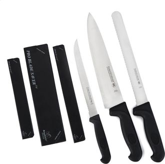 Berghoff Soft Grip 3-Piece Stainless Steel Knife Set in Black/Silver at Nordstrom Rack