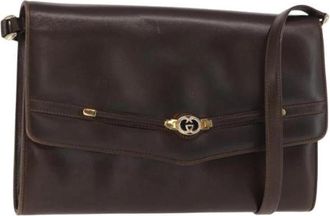 Gucci Pre-owned Leather gucci-bags - Dames - Vintage Schoudertas - Bruin - ONE Size - Vintage