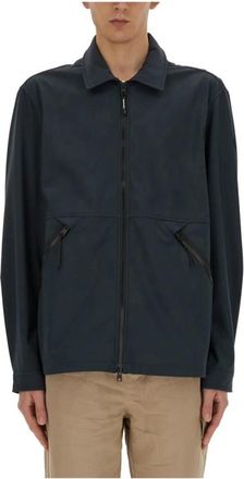 Woolrich Lange Mouwen Jas met Rits - Heren - Zomerjassen - Blauw - L - Polyester - Jassen