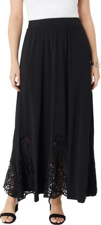 Roaman's Ultrasmooth Fabric Lace Maxi Skirt in Black at Nordstrom, Size 12